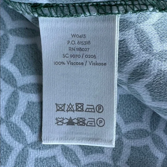 BODEN Tall Caftan Dress Green & White Geometric Patterned Tunic Dress Size 12L - Picture 9 of 10